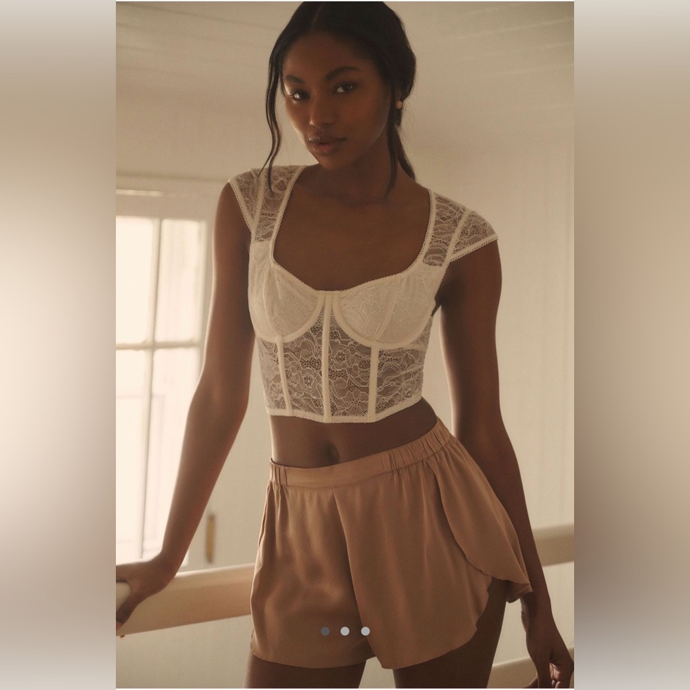 NWT Anthropologie Lyrebird Lace Corset Pullover Top